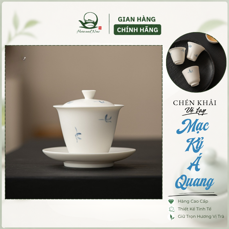 Chén Khải Sứ Hoa Lan 150ml | Mặc Kỷ Vẽ Tay 1 Chén khải
