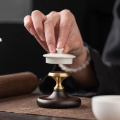 Đế Gác Nắp Ấm Tử Sa Gỗ Mun Miệng Đồng | Phụ Kiện Trà Đạo 10 IMG 5867