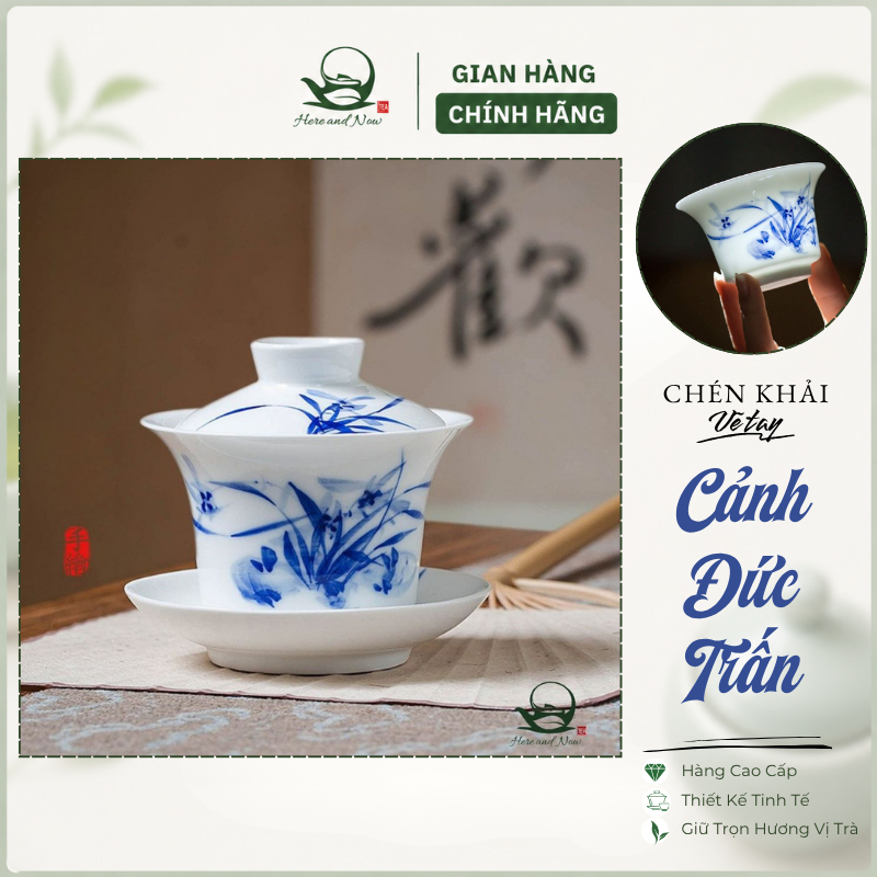 Chén Khải Sứ Cảnh Đức Trấn 120ml | Vẽ Tay Men Lam 1 chén khải sứ cảnh đức